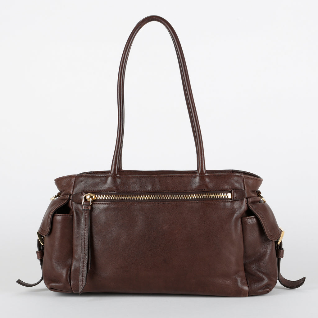 Medium Explore Tote, Brown Nappa Calfskin