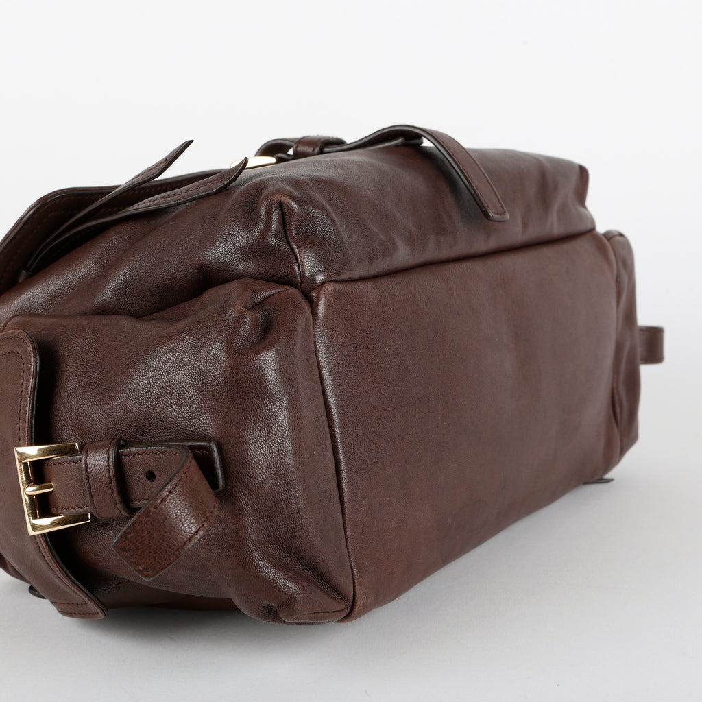 Medium Explore Tote, Brown Nappa Calfskin