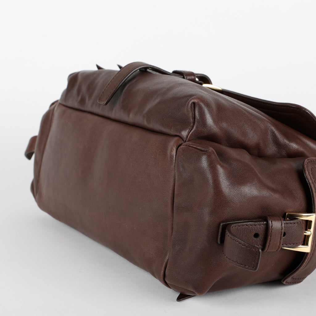 Medium Explore Tote, Brown Nappa Calfskin