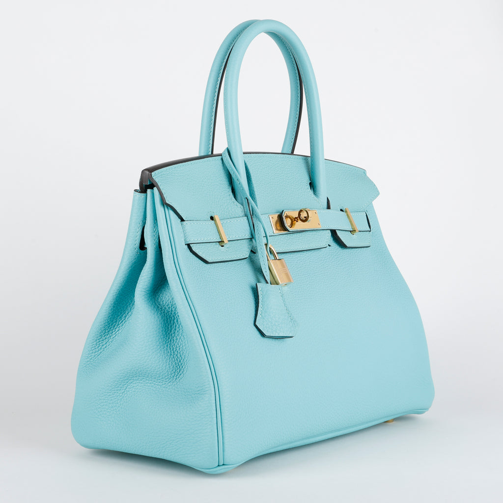 Birkin 30, Blue Atoll Togo Gold Hardware (T Stamp)