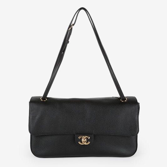 Souplissimo Maxi Flap 32cm, Black Calfskin GHW