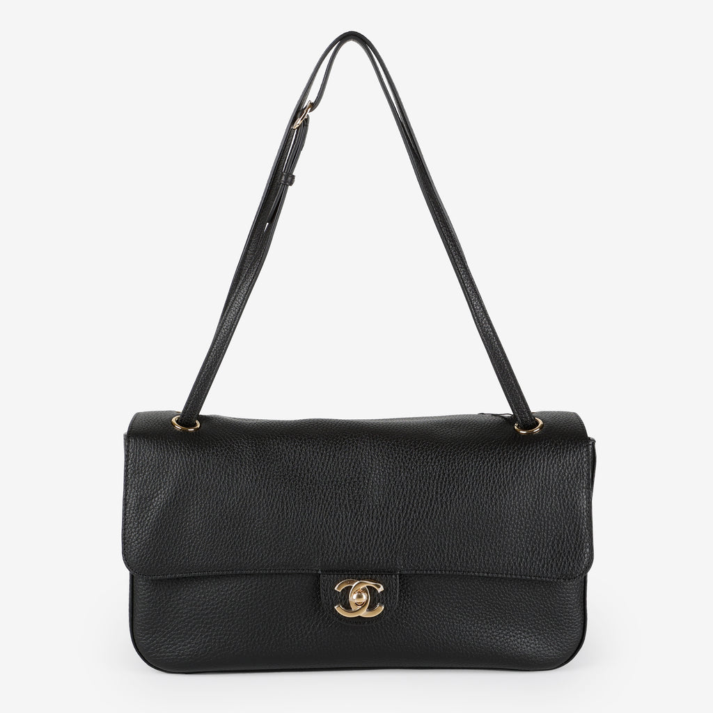 Souplissimo Maxi Flap 32cm, Black Calfskin GHW