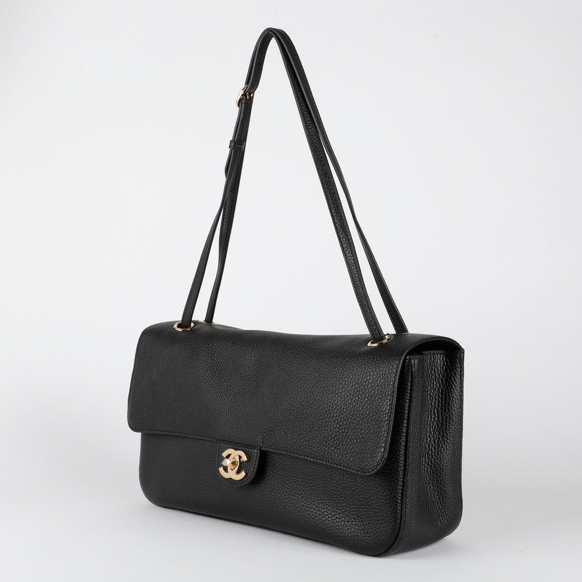 Souplissimo Maxi Flap 32cm, Black Calfskin GHW
