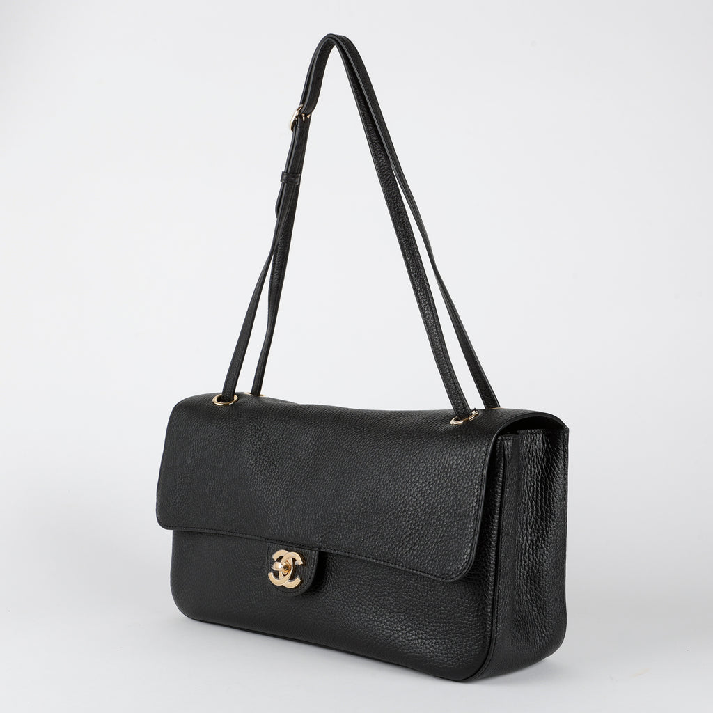 Souplissimo Maxi Flap 32cm, Black Calfskin GHW