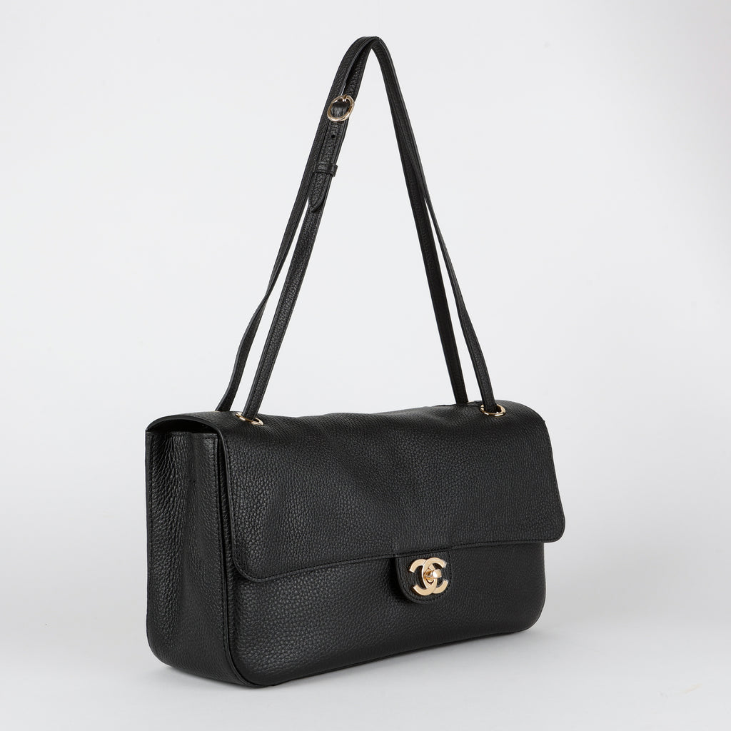 Souplissimo Maxi Flap 32cm, Black Calfskin GHW