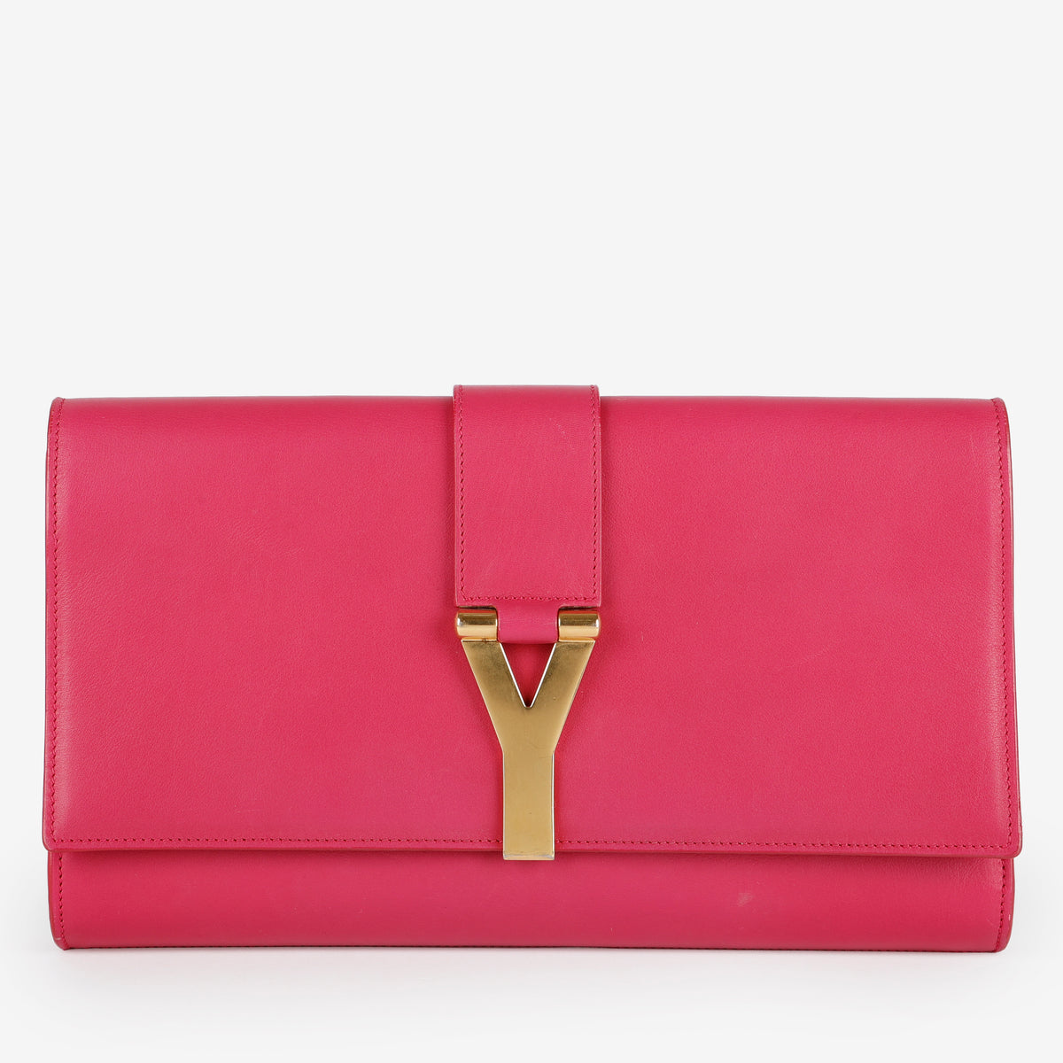 Classic Y Ligne Clutch, Fuchsia Gold Hardware