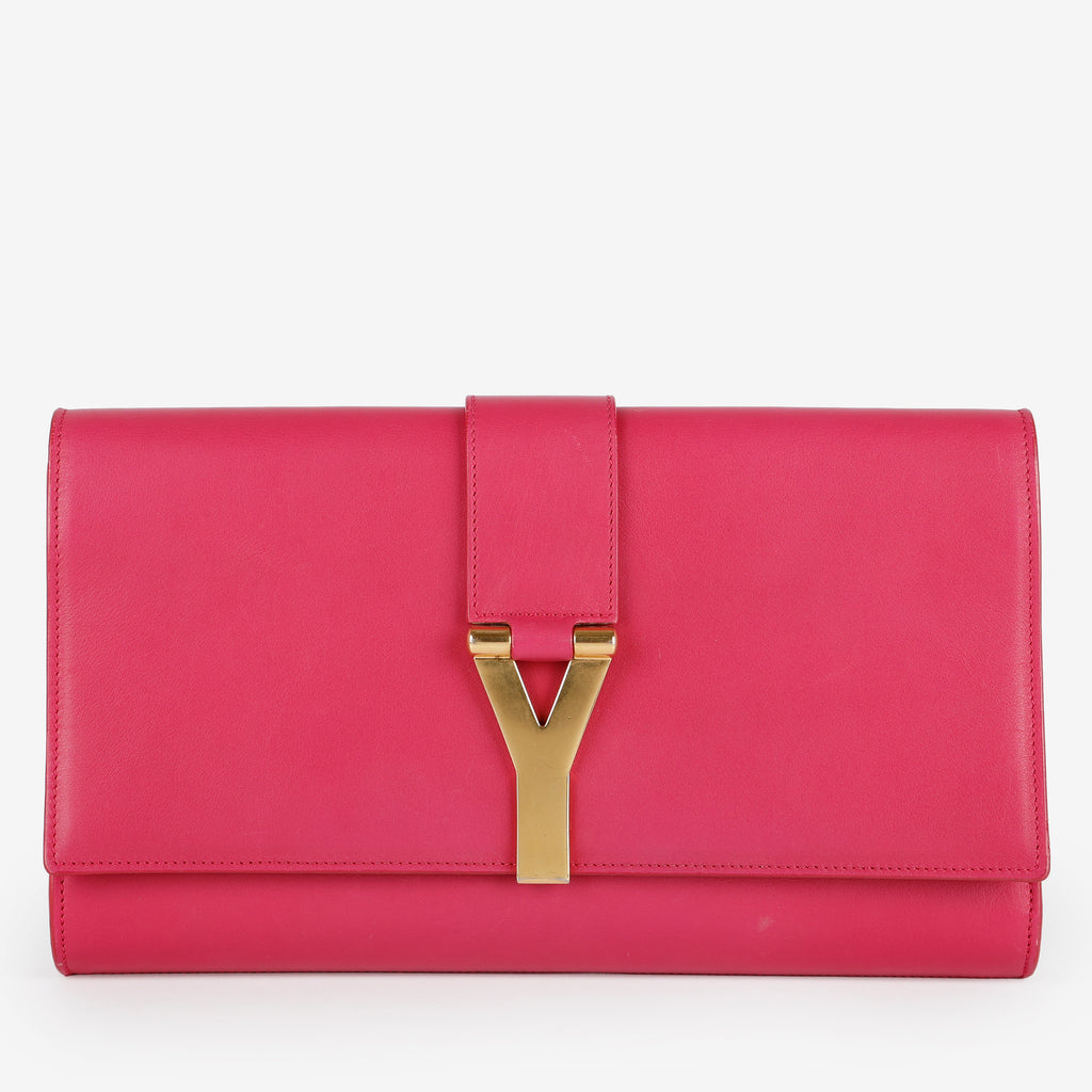 Classic Y Ligne Clutch, Fuchsia Gold Hardware