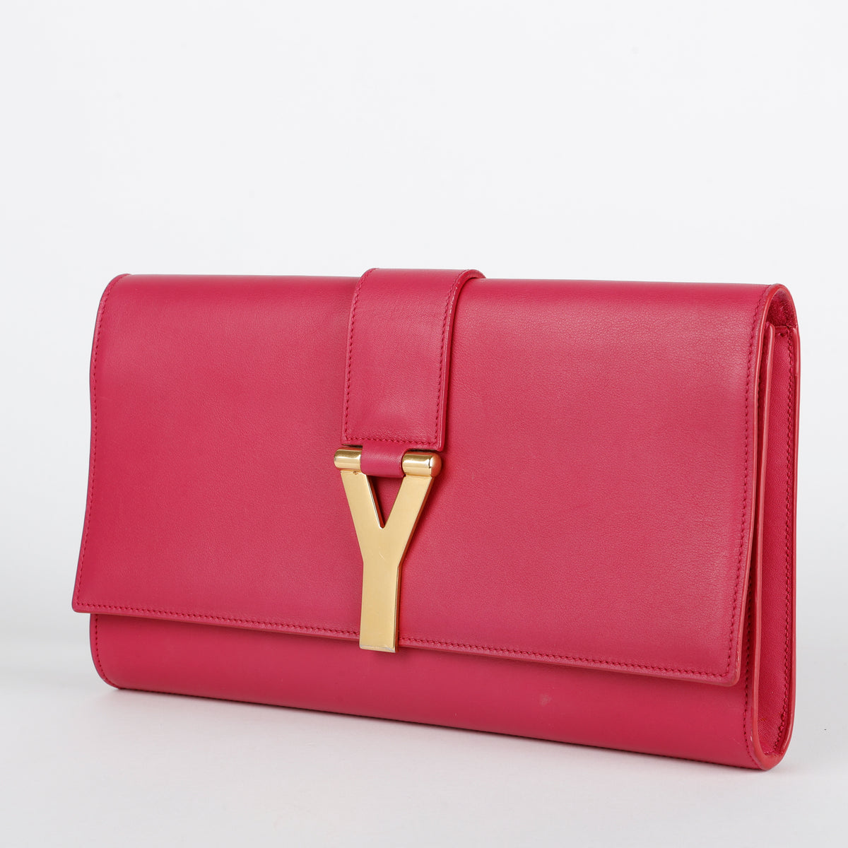 Classic Y Ligne Clutch, Fuchsia Gold Hardware