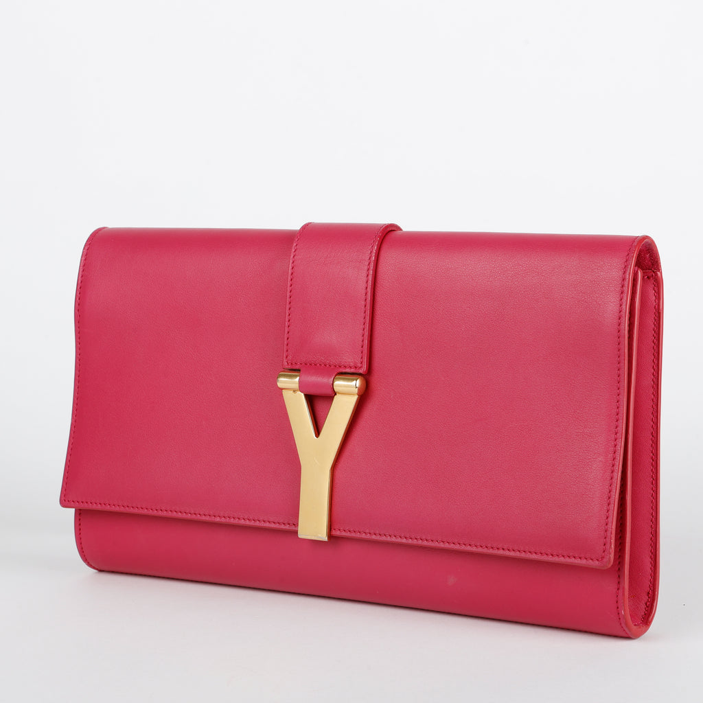 Classic Y Ligne Clutch, Fuchsia Gold Hardware