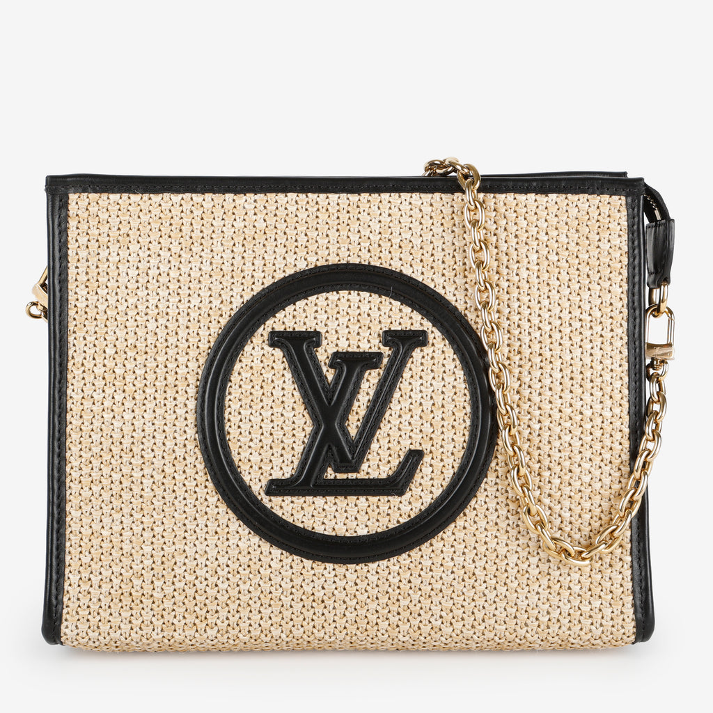 Toiletry Pouch on Chain, Raffia/Black