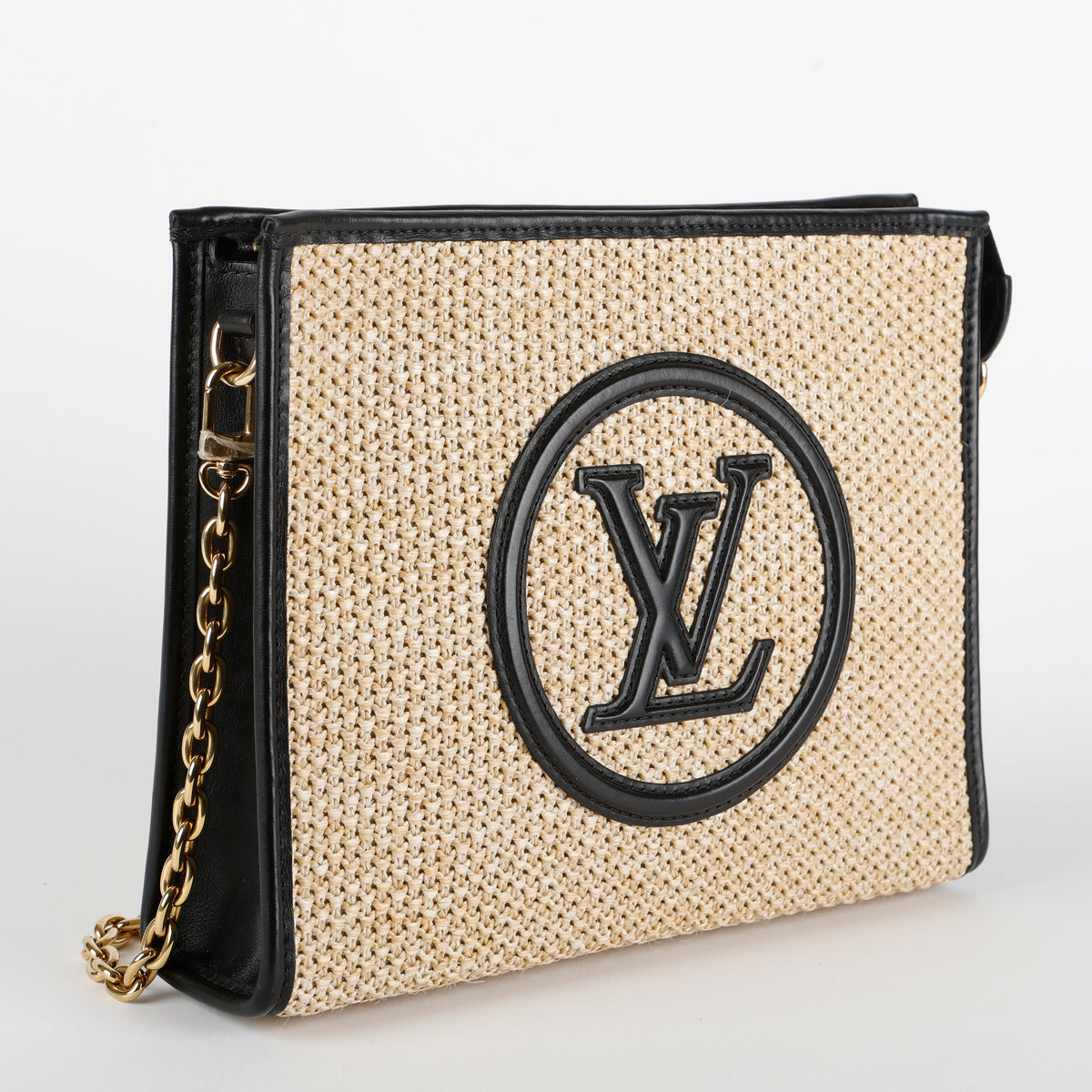 Toiletry Pouch on Chain, Raffia/Black