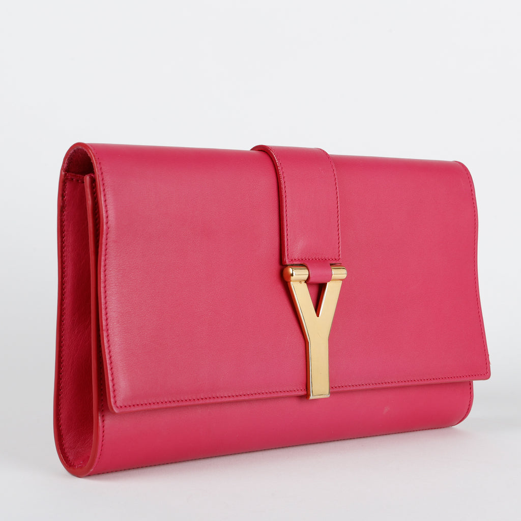 Classic Y Ligne Clutch, Fuchsia Gold Hardware
