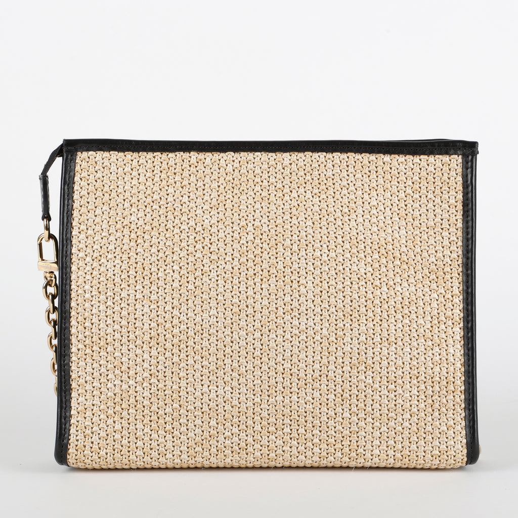 Toiletry Pouch on Chain, Raffia/Black