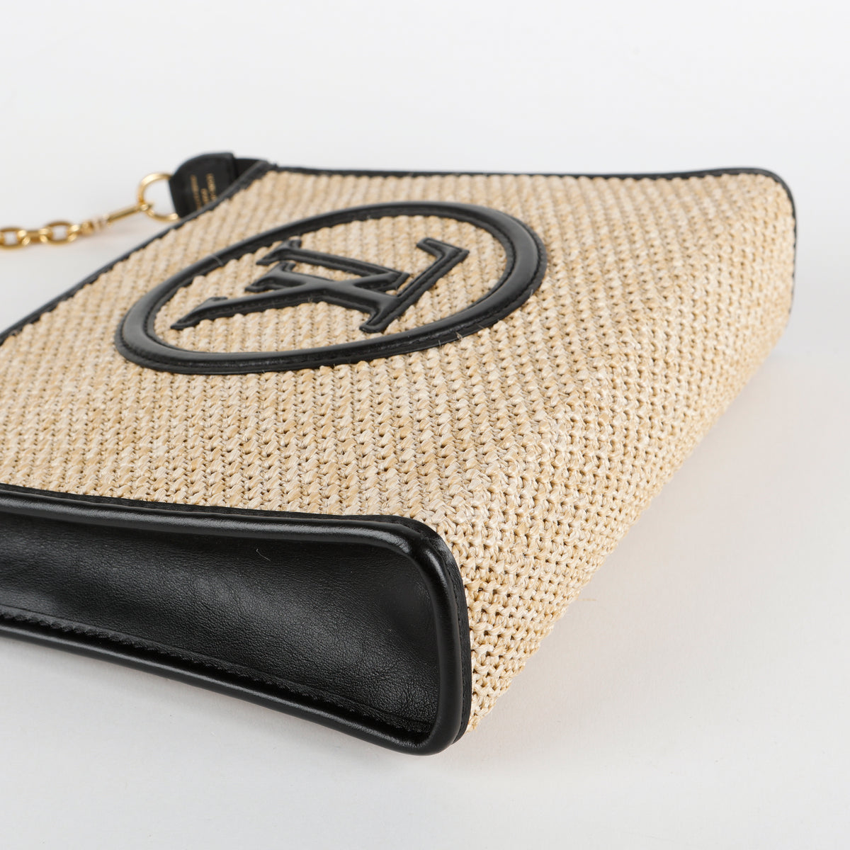 Toiletry Pouch on Chain, Raffia/Black