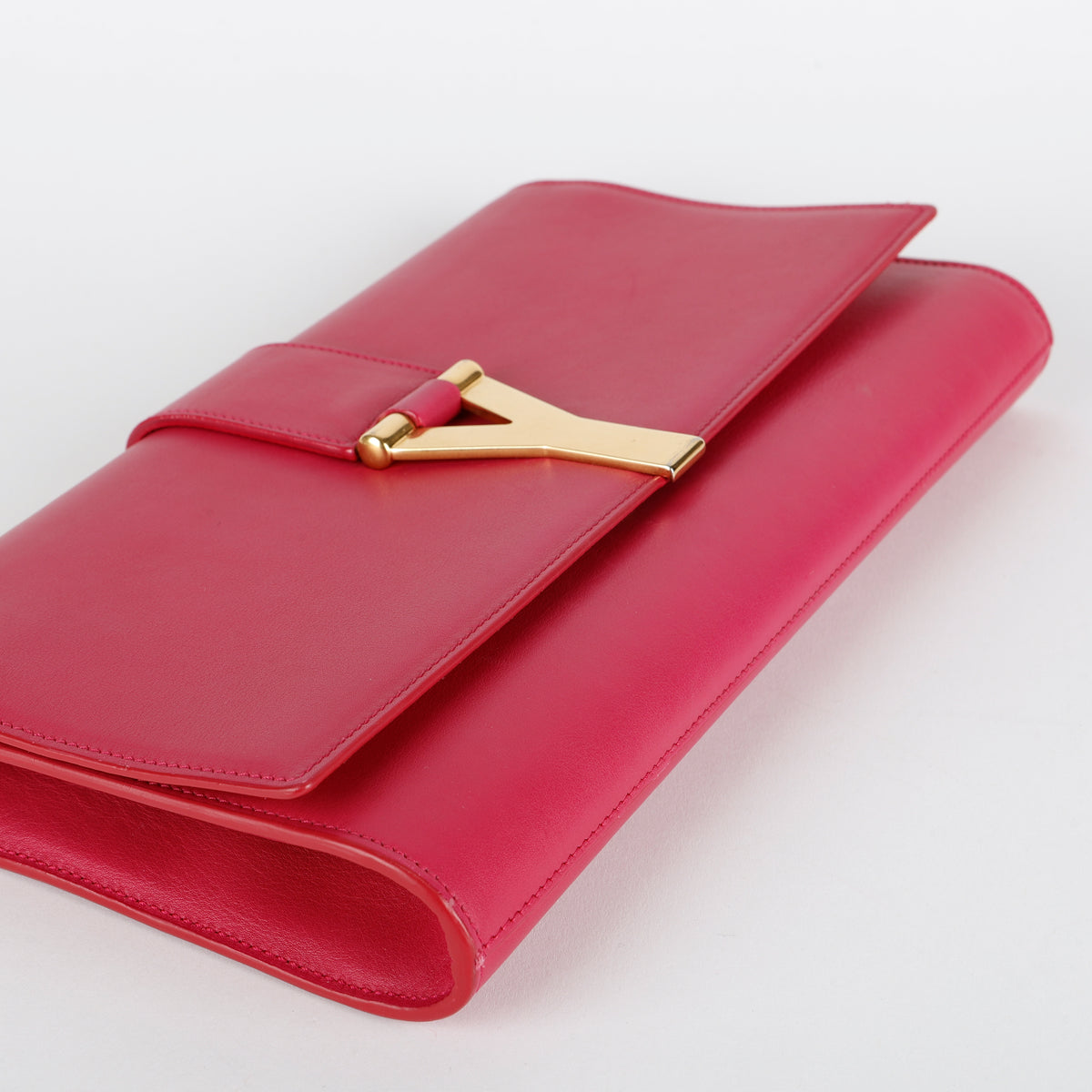 Classic Y Ligne Clutch, Fuchsia Gold Hardware