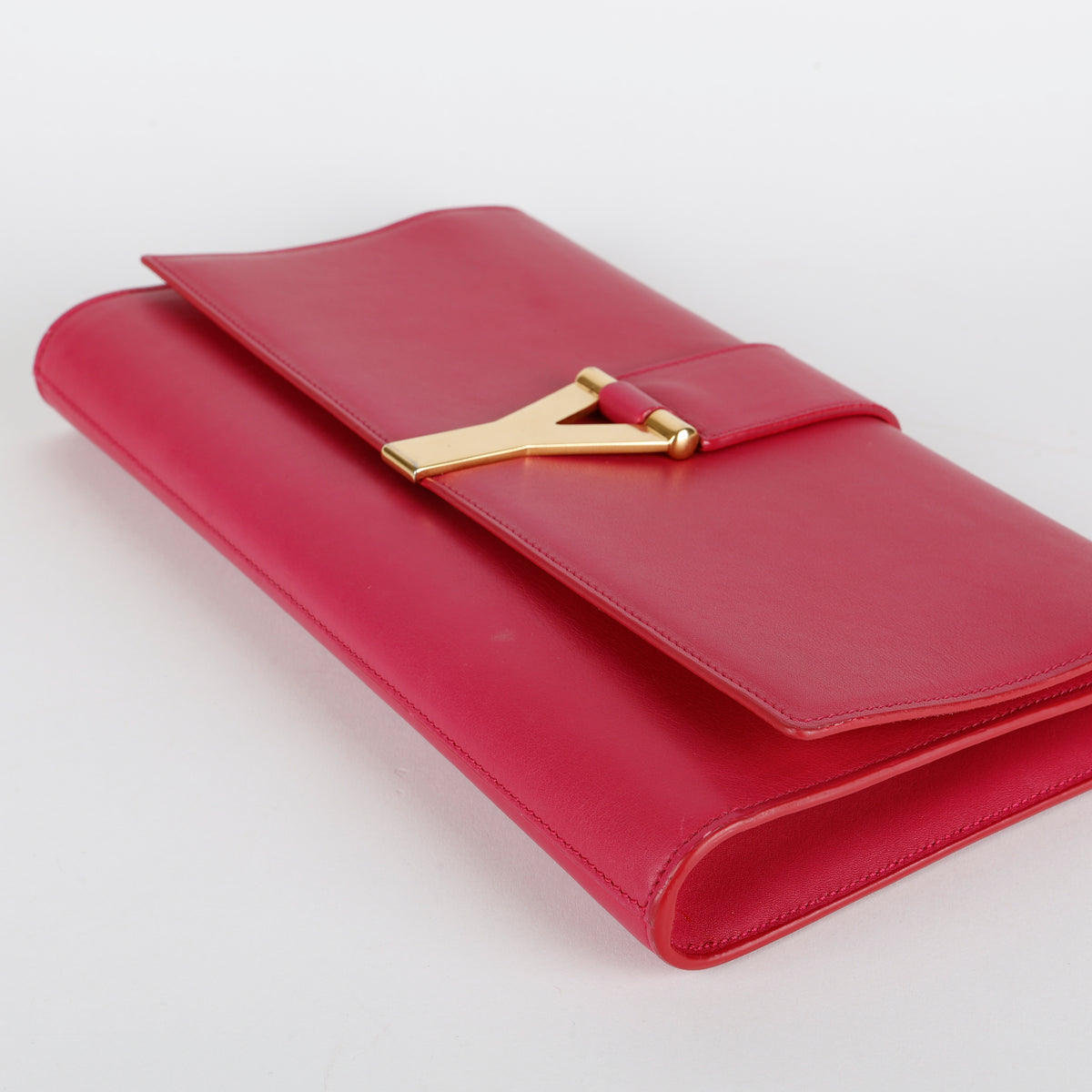 Classic Y Ligne Clutch, Fuchsia Gold Hardware
