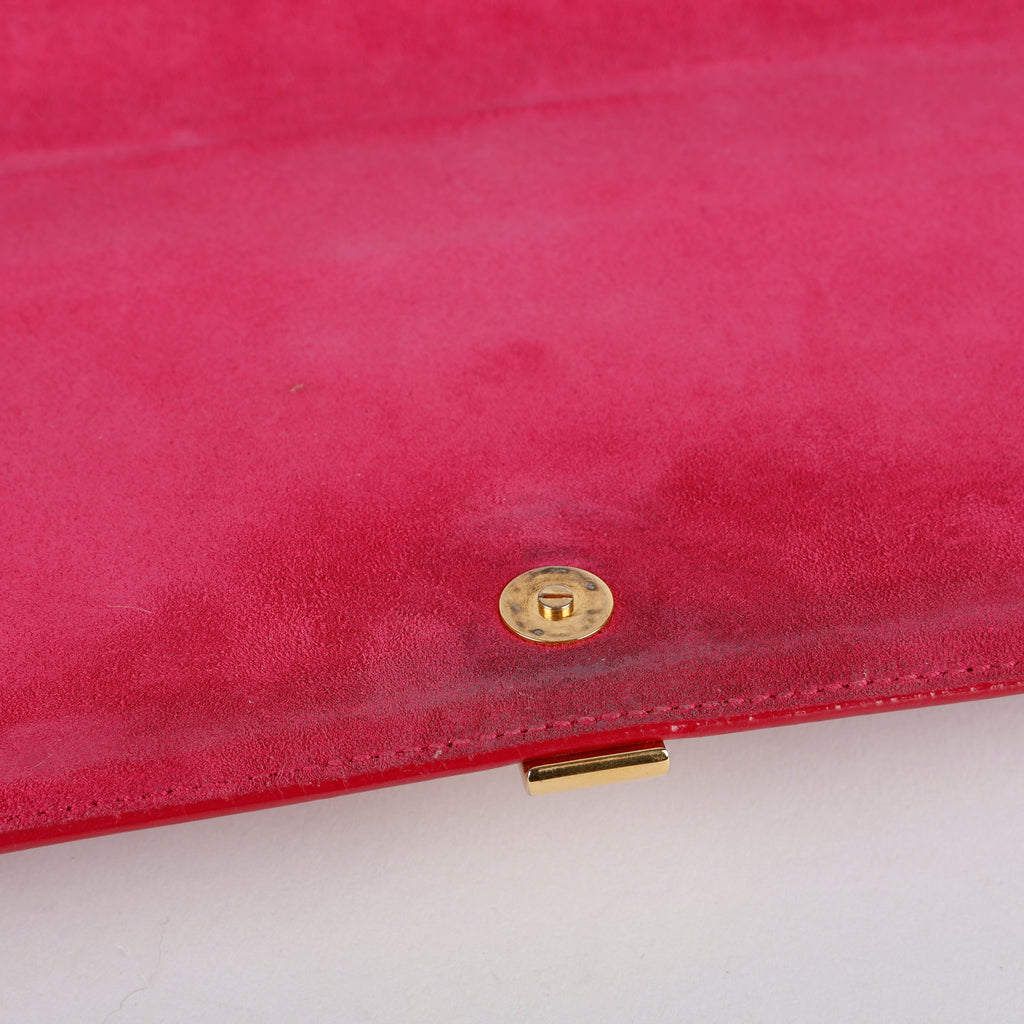 Classic Y Ligne Clutch, Fuchsia Gold Hardware