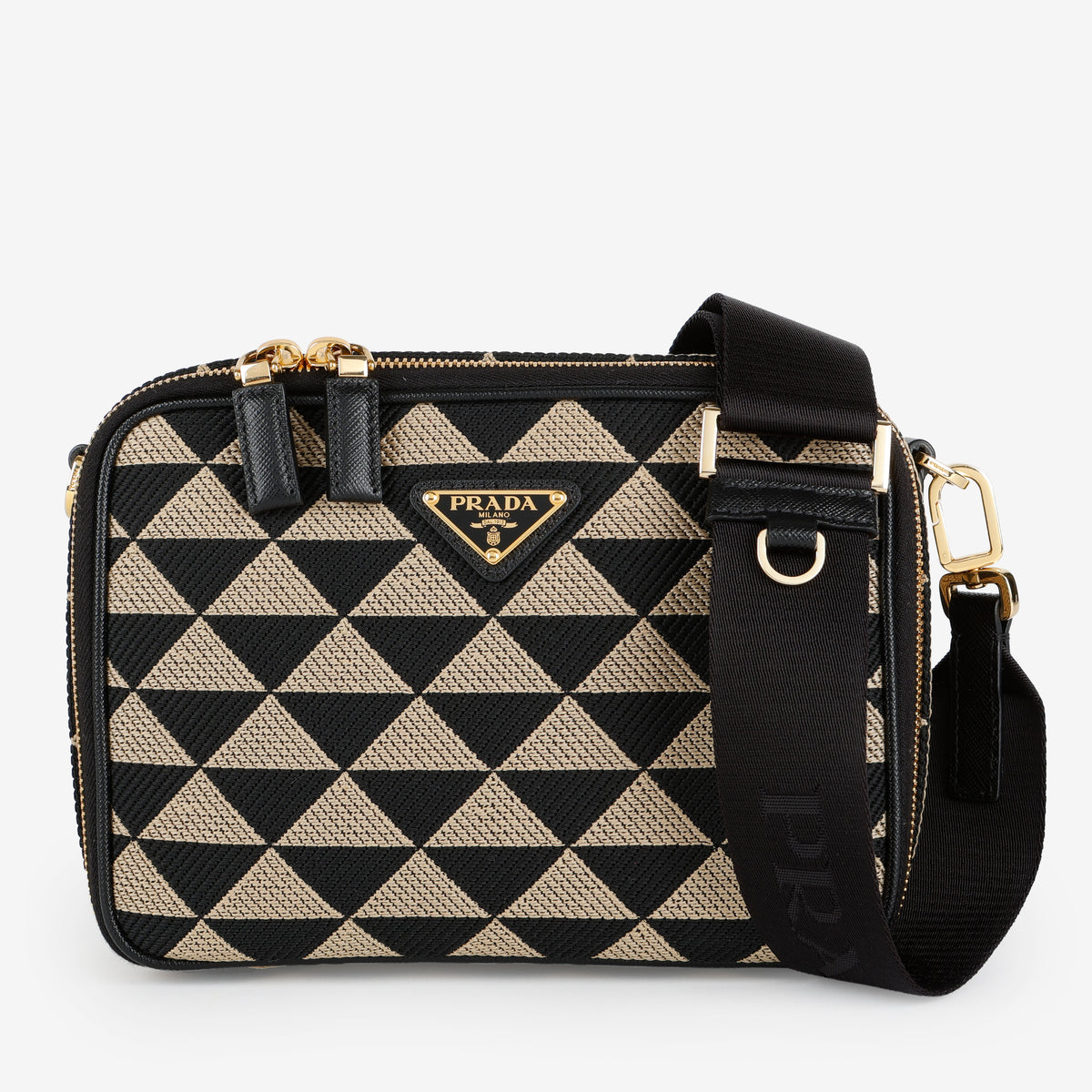 Symbole Zip Around Shoulder Bag, Black/Gold