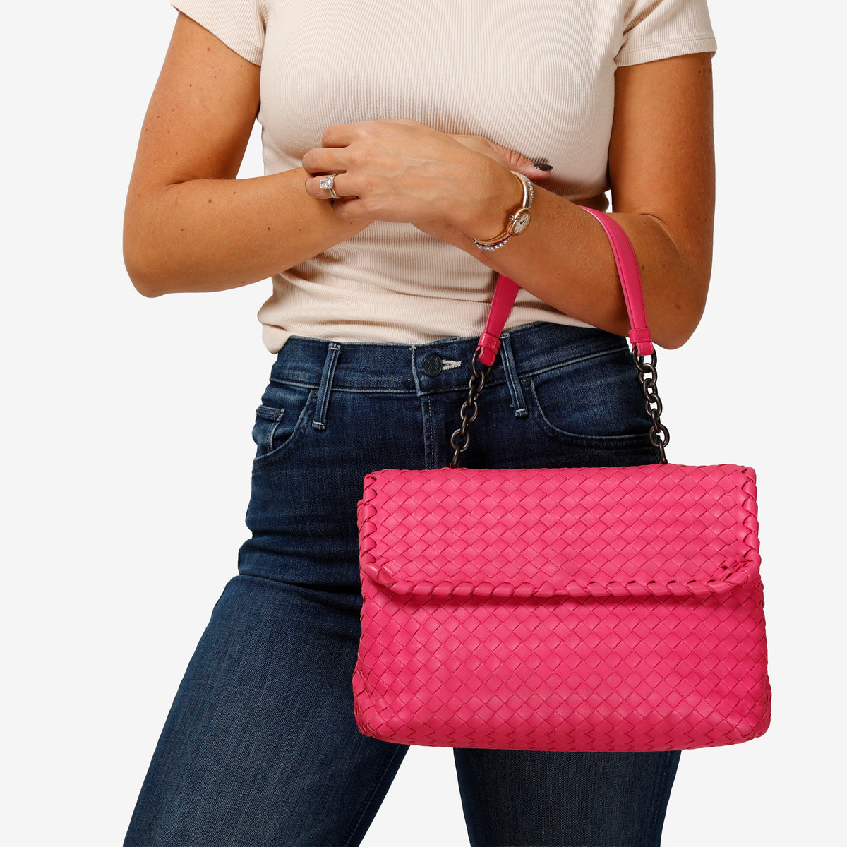 Medium Olimpia Shoulder Bag, Pink RHW