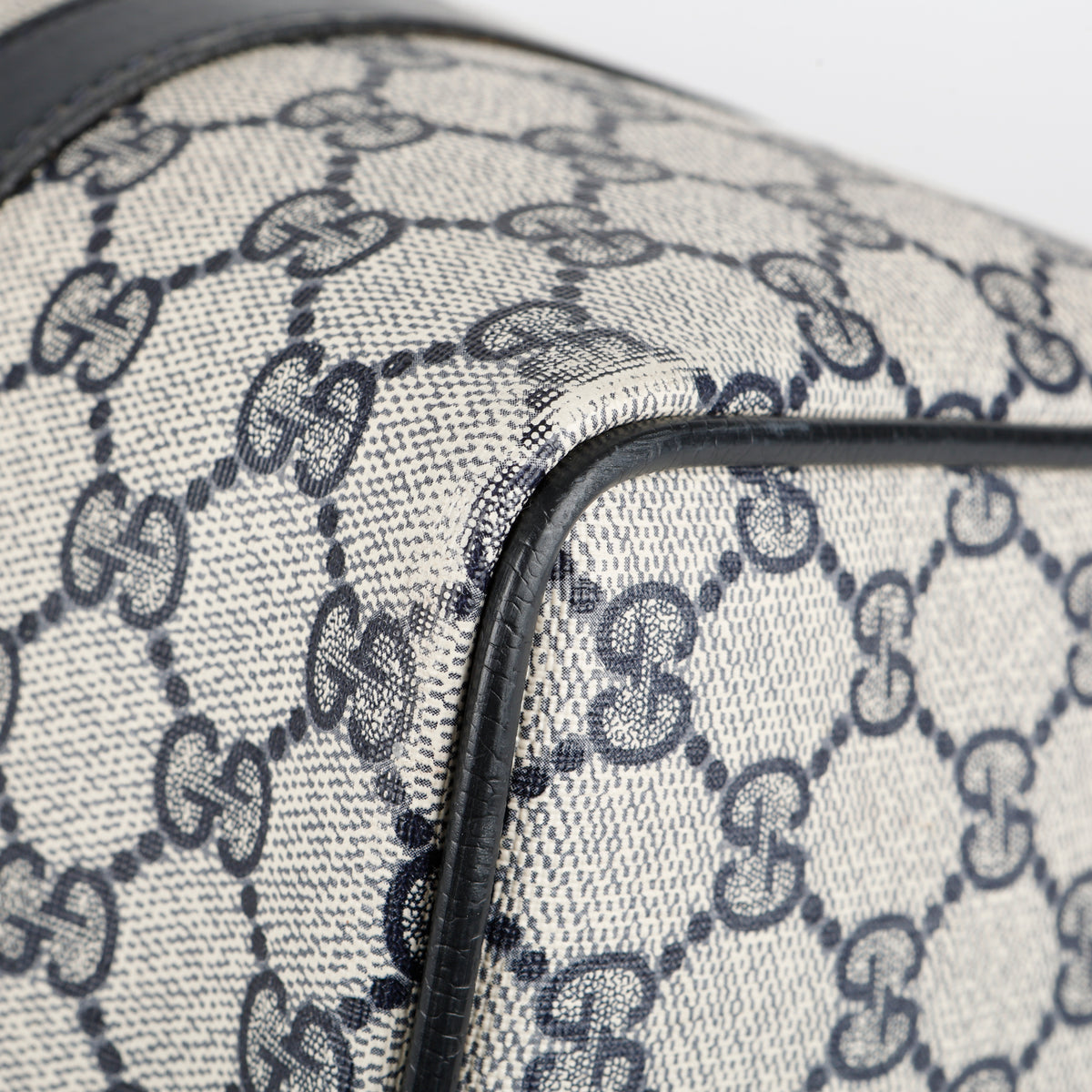 Sherry Line Boston Bag, Navy Coated Canvas