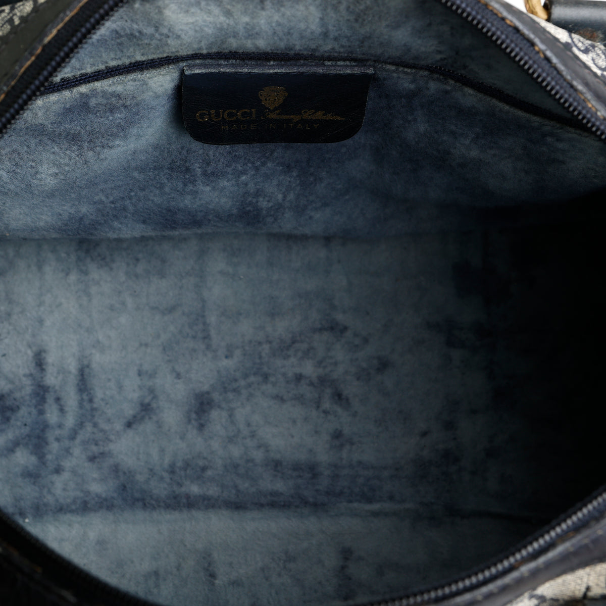 Sherry Line Boston Bag, Navy Coated Canvas