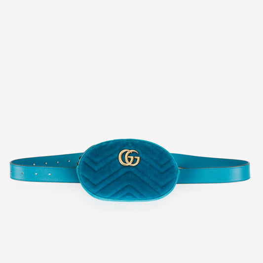 GG Marmont Belt Bag, Teal Velvet (Size 95)