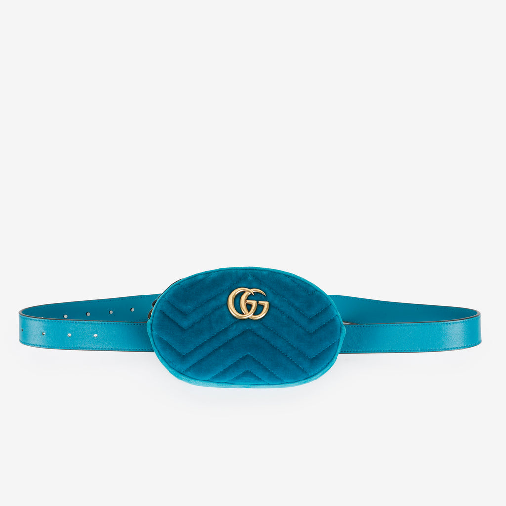 GG Marmont Belt Bag, Teal Velvet (Size 95)