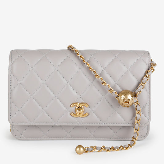 Pearl Crush Wallet on Chain, Grey