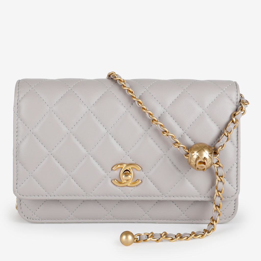 Pearl Crush Wallet on Chain, Grey