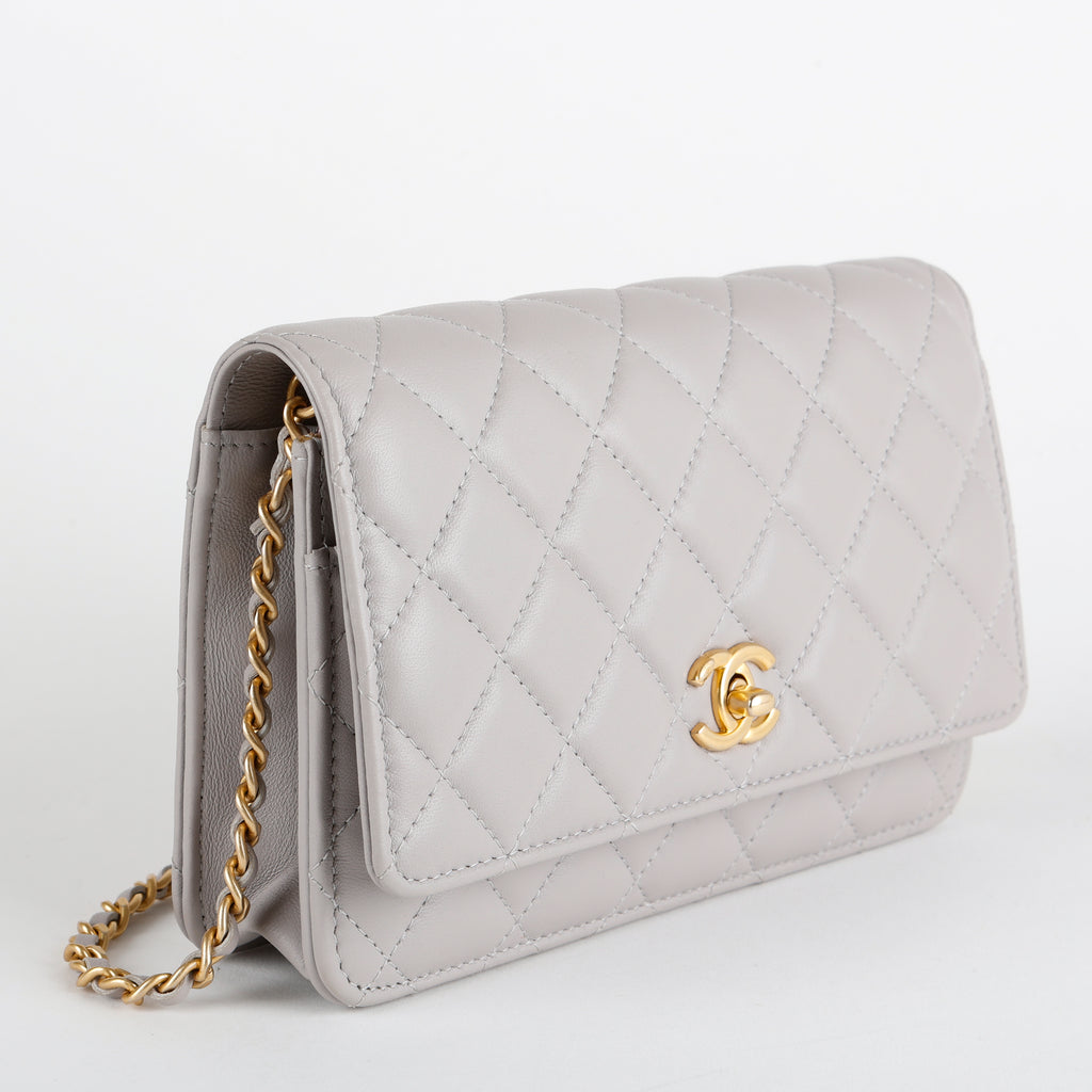 Pearl Crush Wallet on Chain, Grey