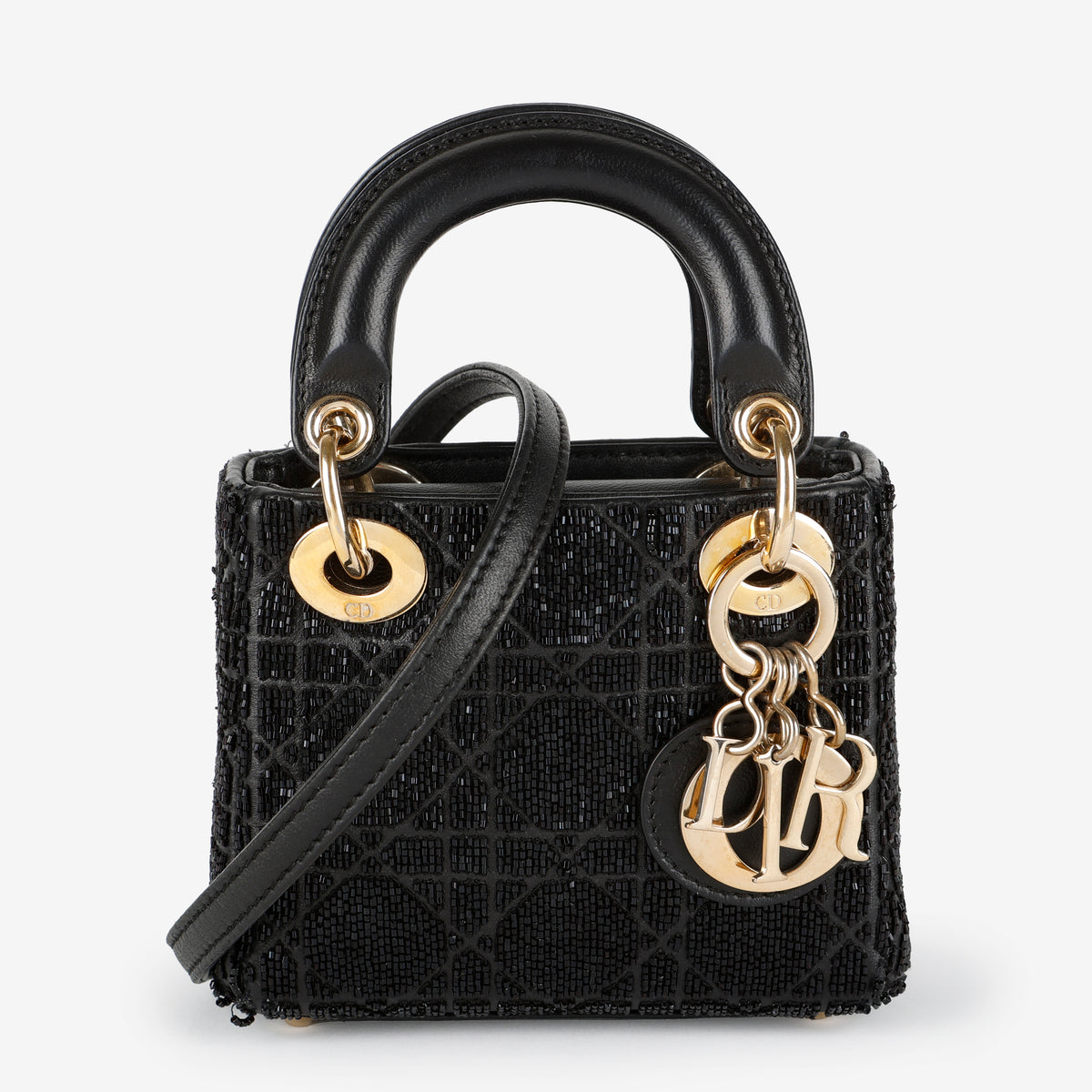 Micro Lady Dior, Black Beaded