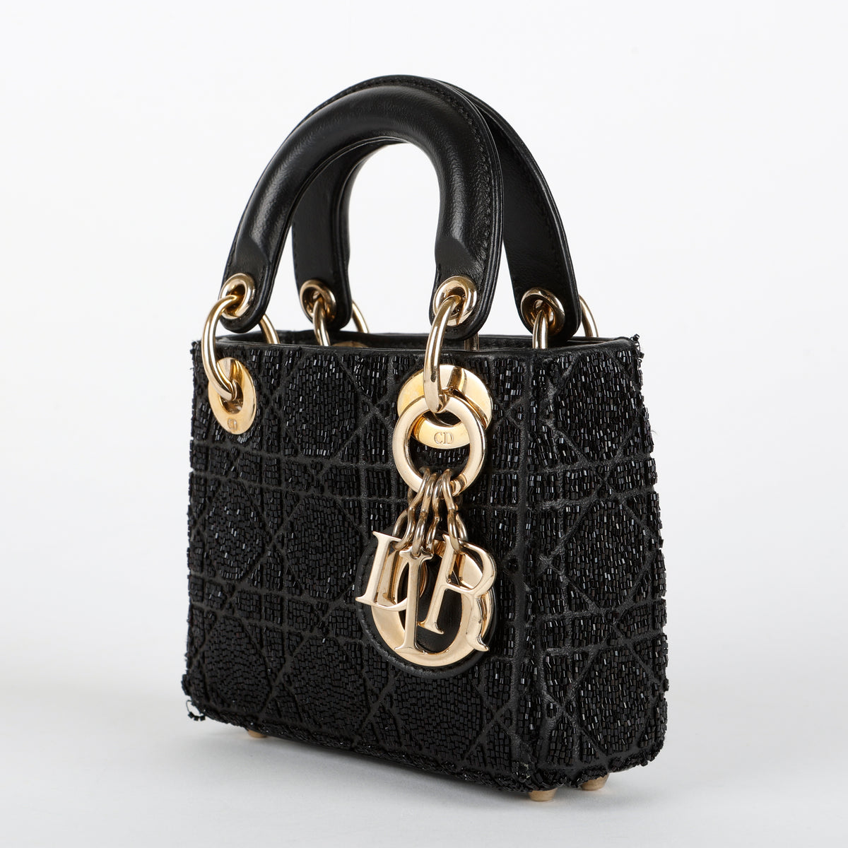 Micro Lady Dior, Black Beaded