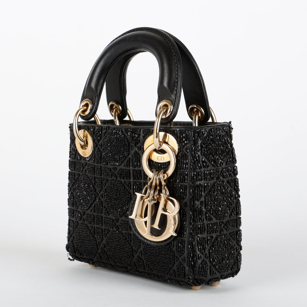 Micro Lady Dior, Black Beaded