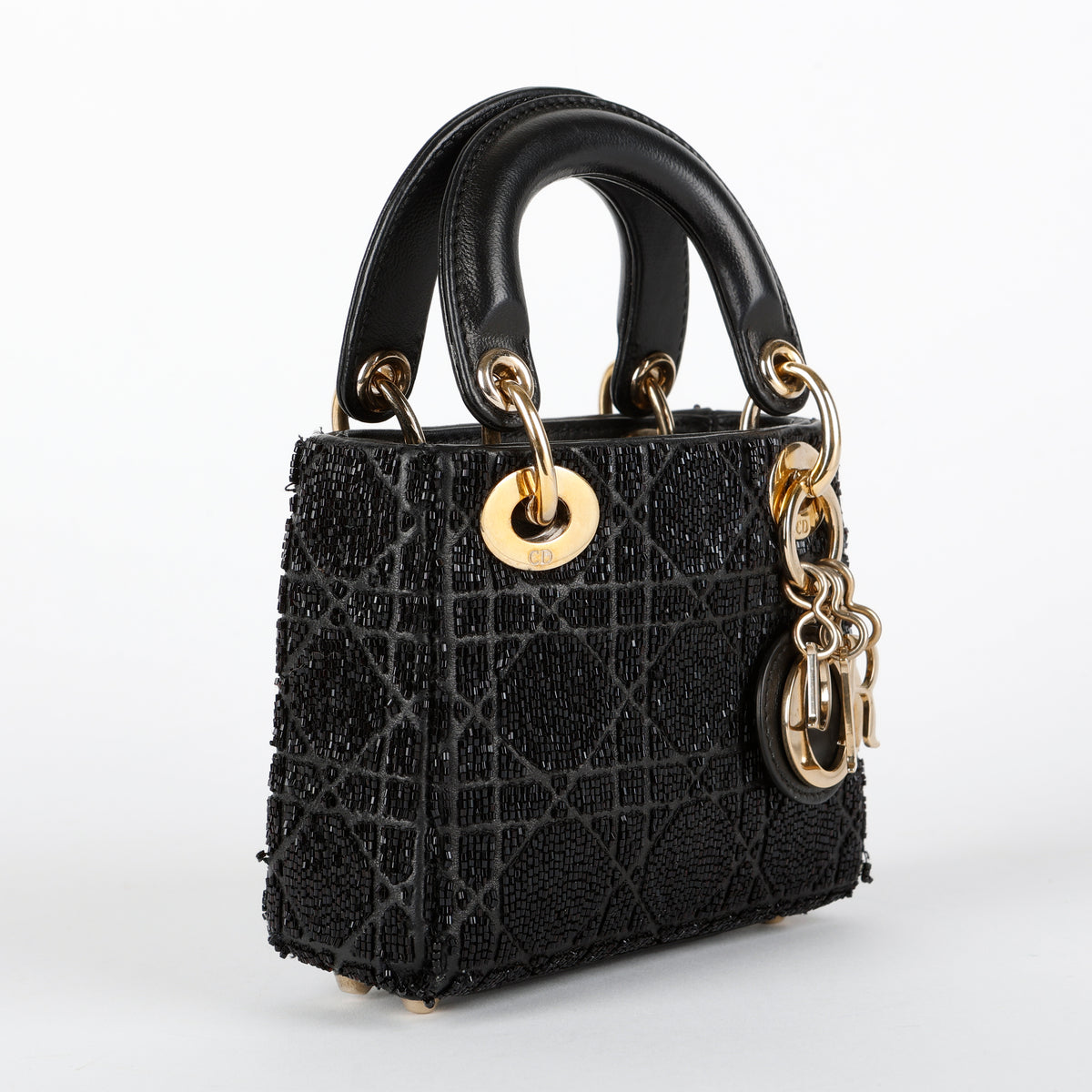 Micro Lady Dior, Black Beaded