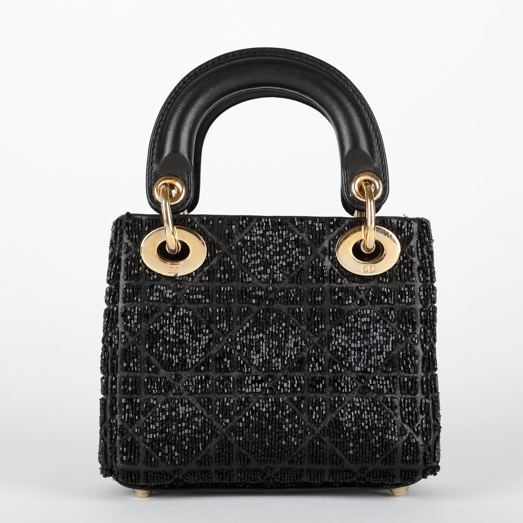 Micro Lady Dior, Black Beaded