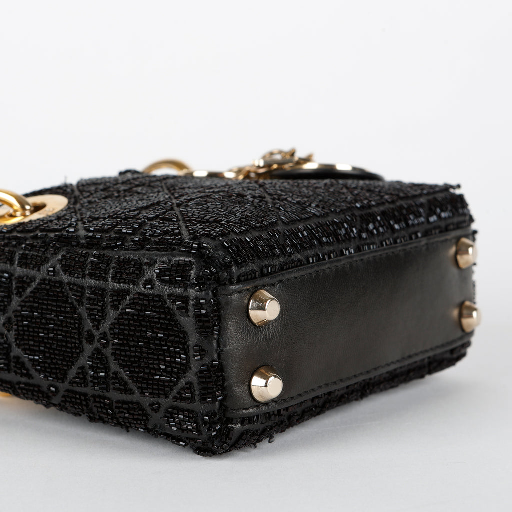 Micro Lady Dior, Black Beaded