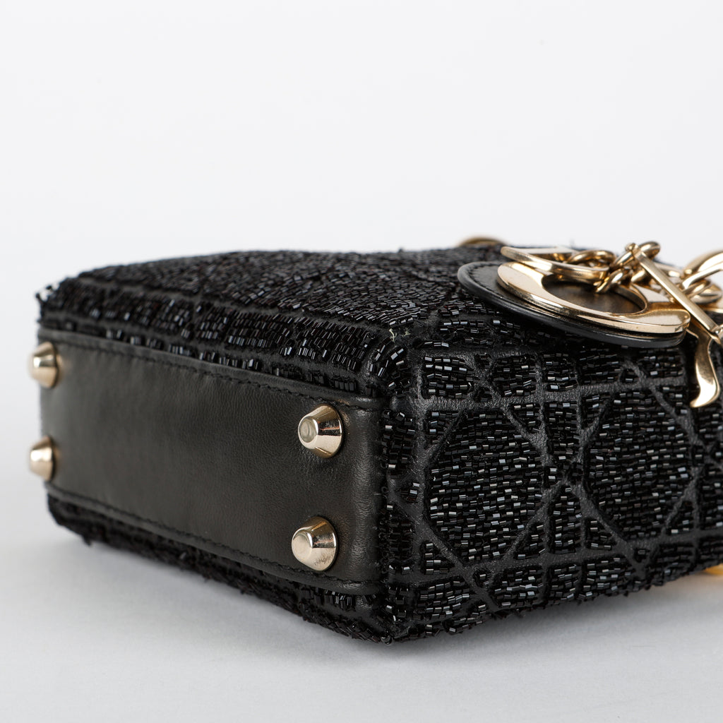 Micro Lady Dior, Black Beaded