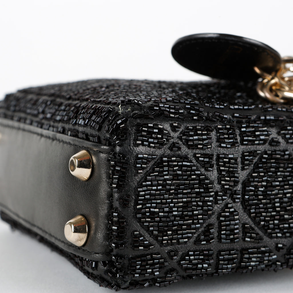 Micro Lady Dior, Black Beaded