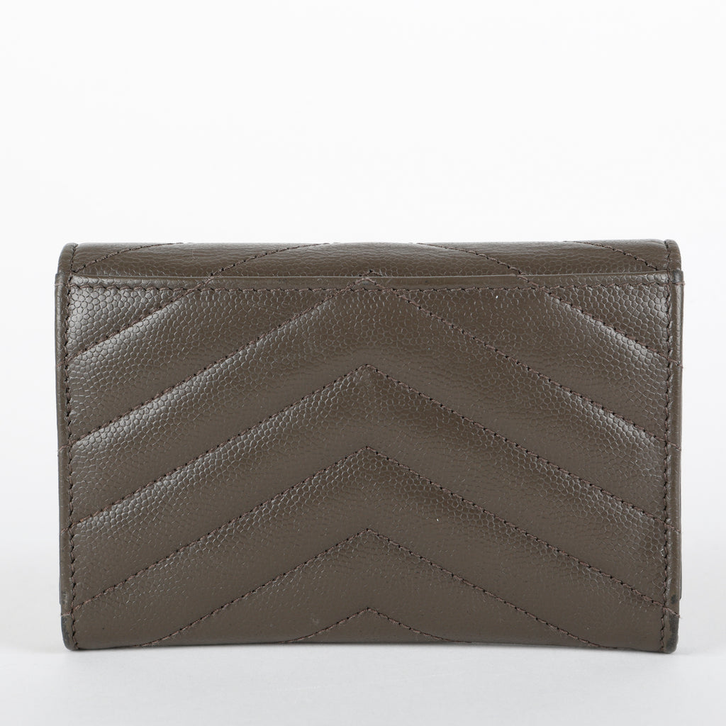 Small Envelope Wallet, Grey Pebble Grain de Poudre