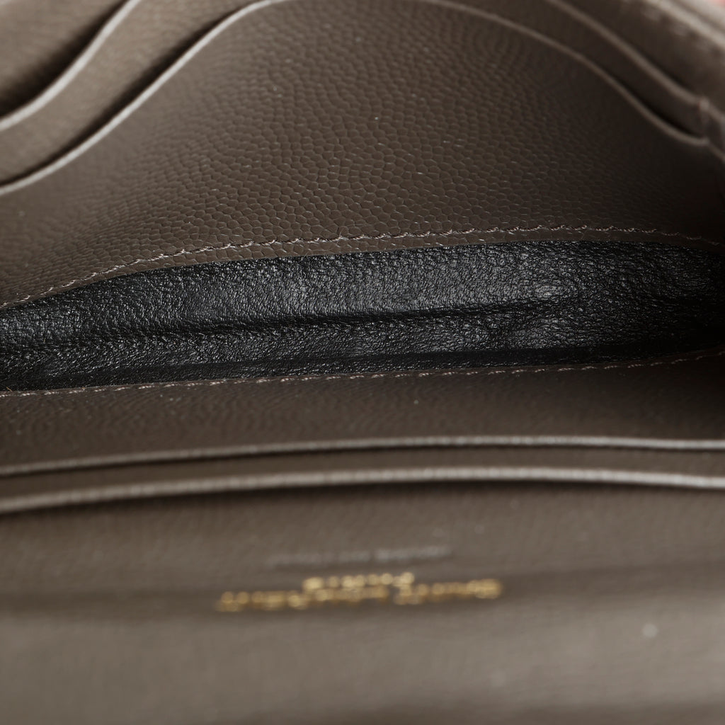 Small Envelope Wallet, Grey Pebble Grain de Poudre