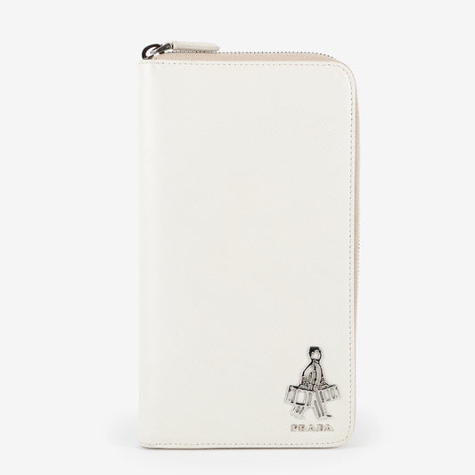 Large Zippy Wallet, White
