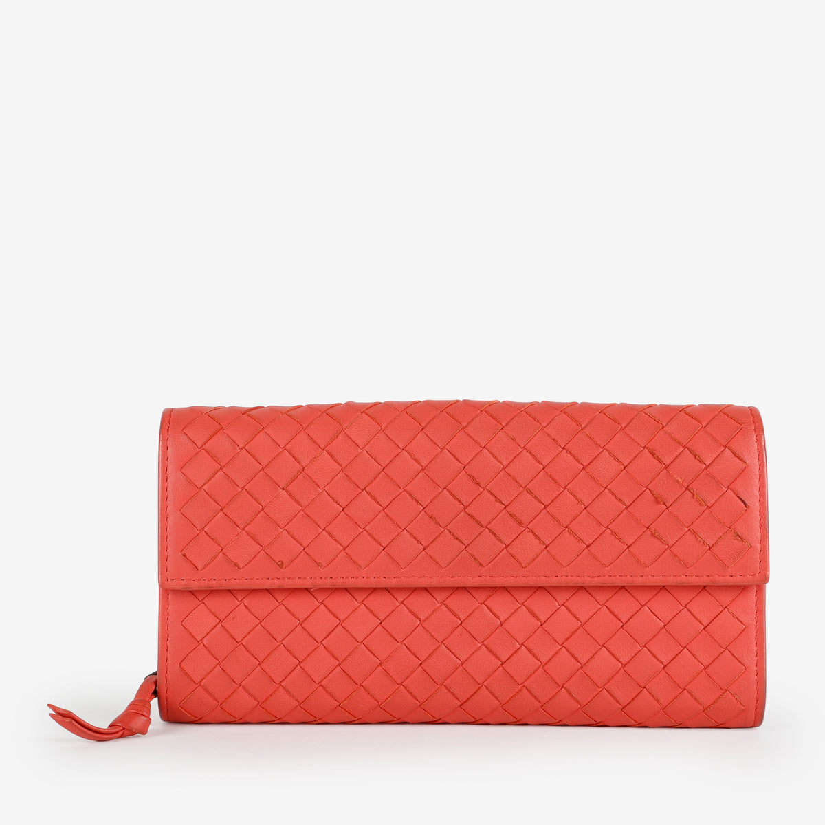 Intrecciato Continental Wallet, Coral