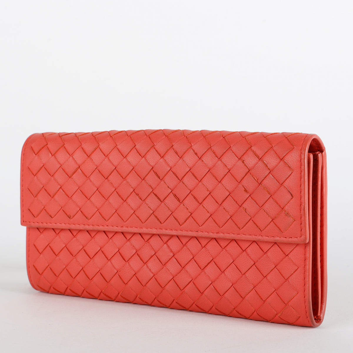Intrecciato Continental Wallet, Coral
