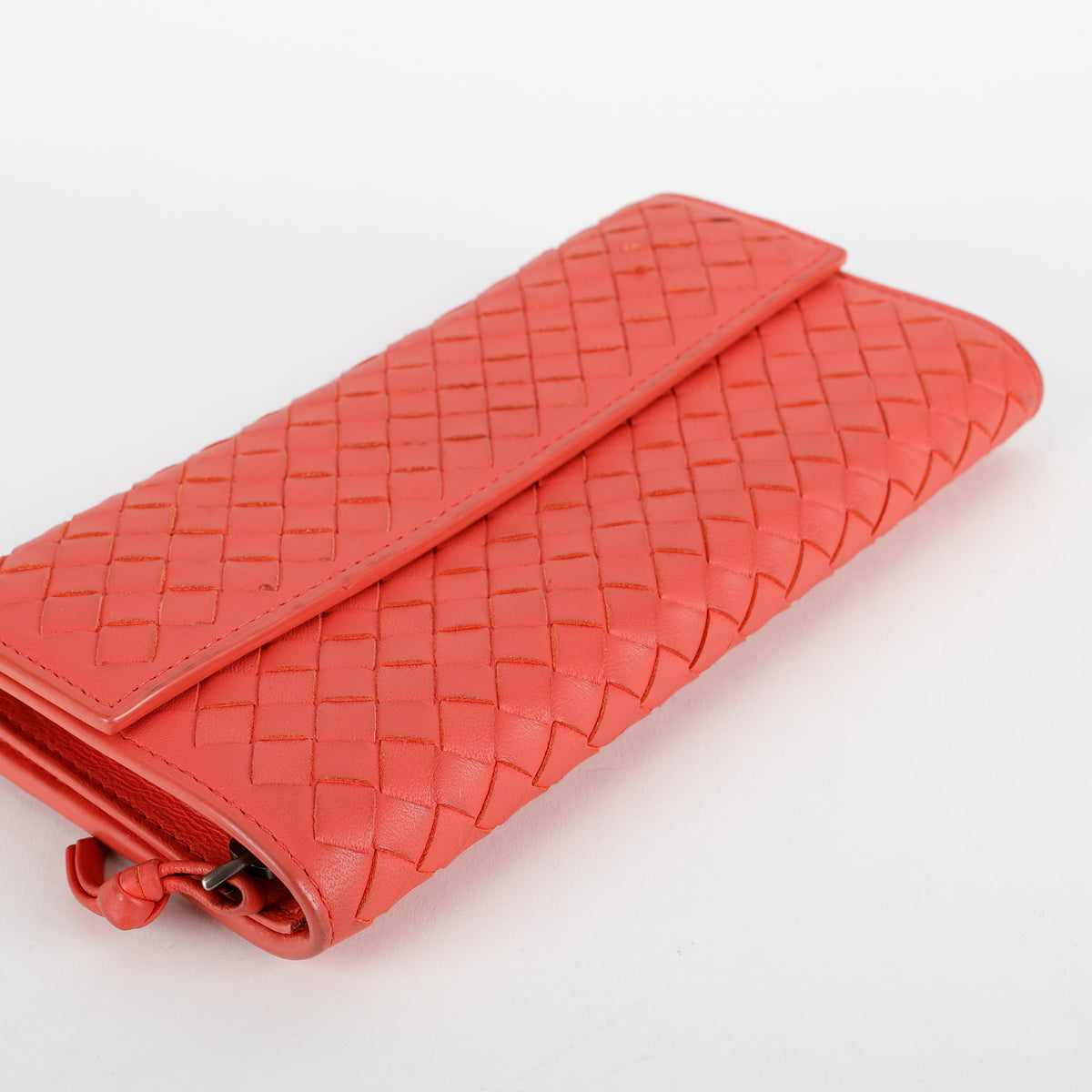 Intrecciato Continental Wallet, Coral
