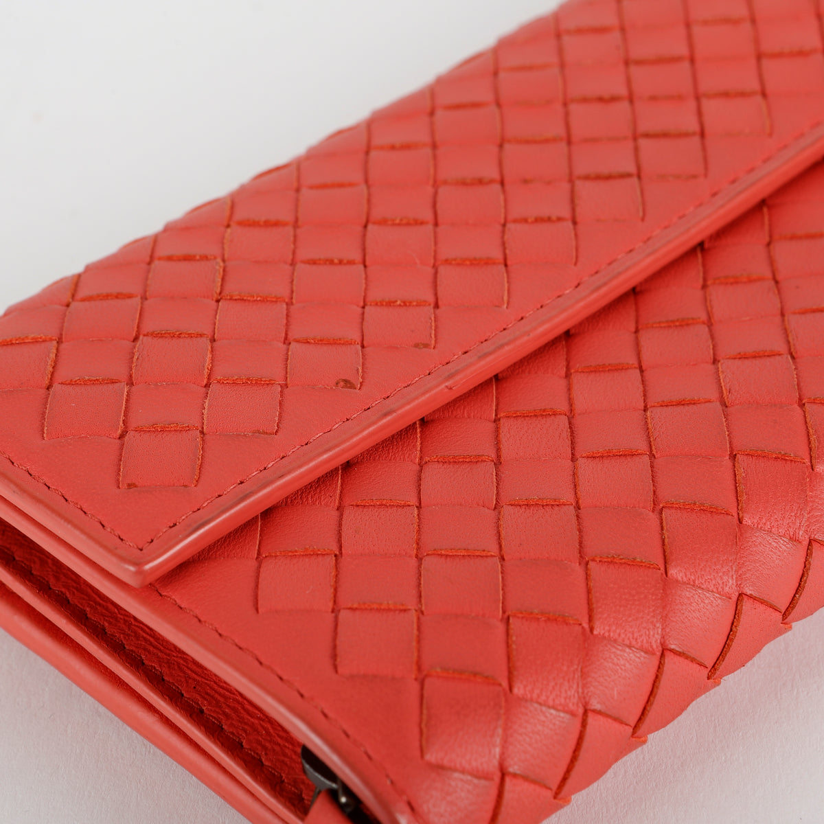 Intrecciato Continental Wallet, Coral