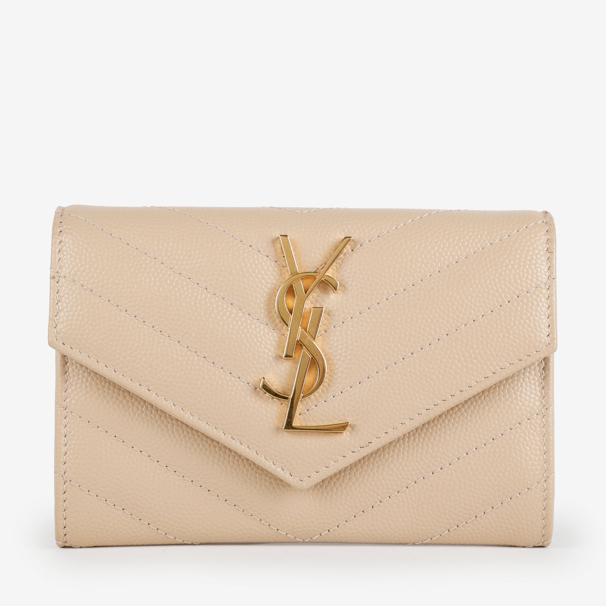 Small Envelope Wallet, Beige Grain de Poudre