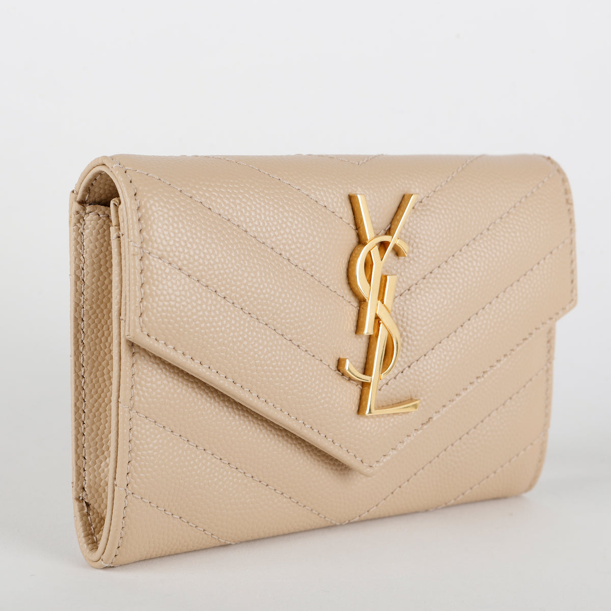 Small Envelope Wallet, Beige Grain de Poudre