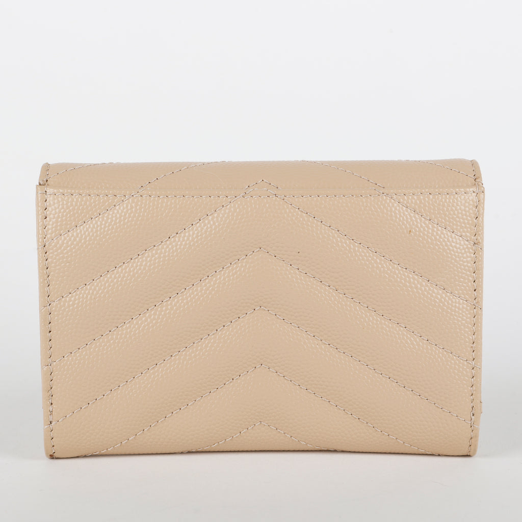 Small Envelope Wallet, Beige Grain de Poudre