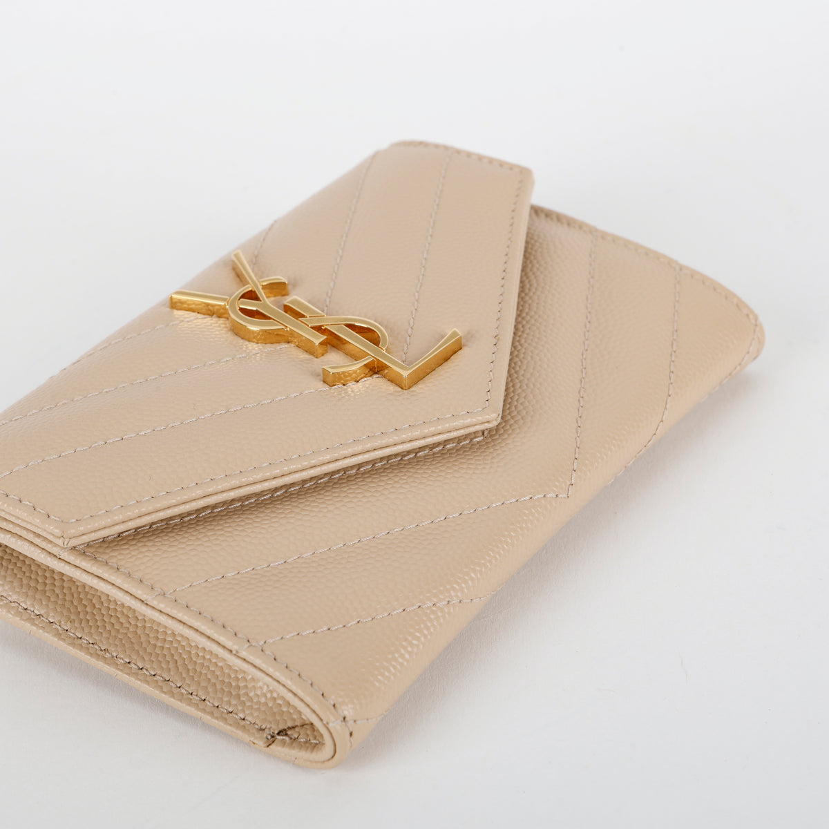 Small Envelope Wallet, Beige Grain de Poudre