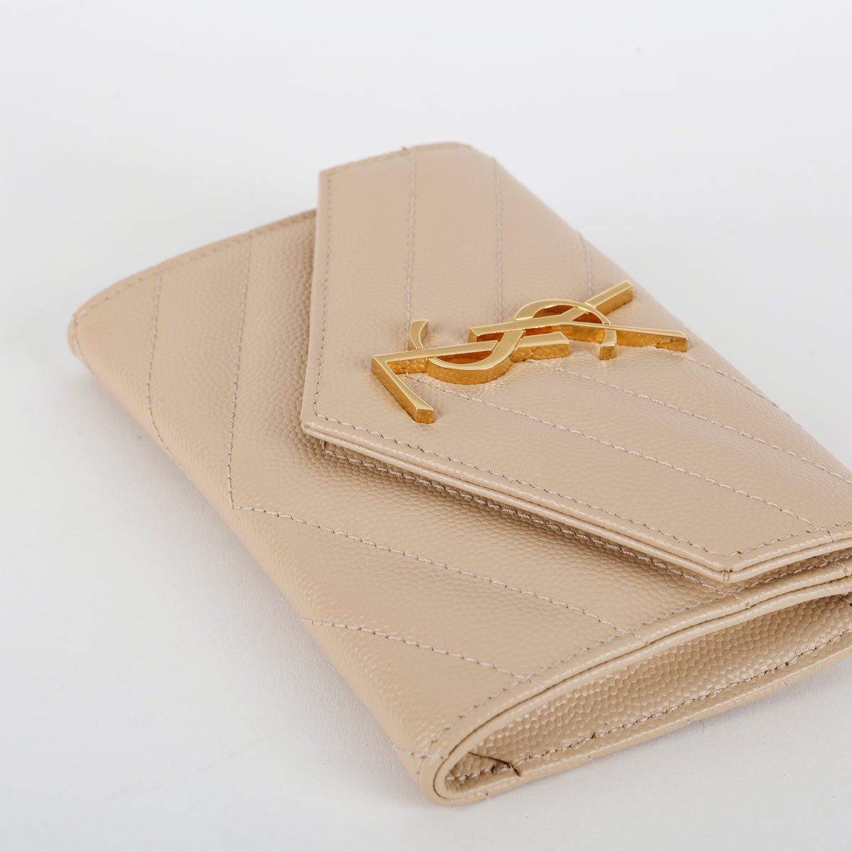 Small Envelope Wallet, Beige Grain de Poudre